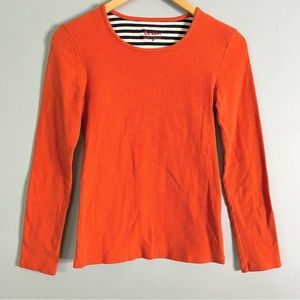 Boden Cotton Ribbed Orange Long Sleeve Top Size 8